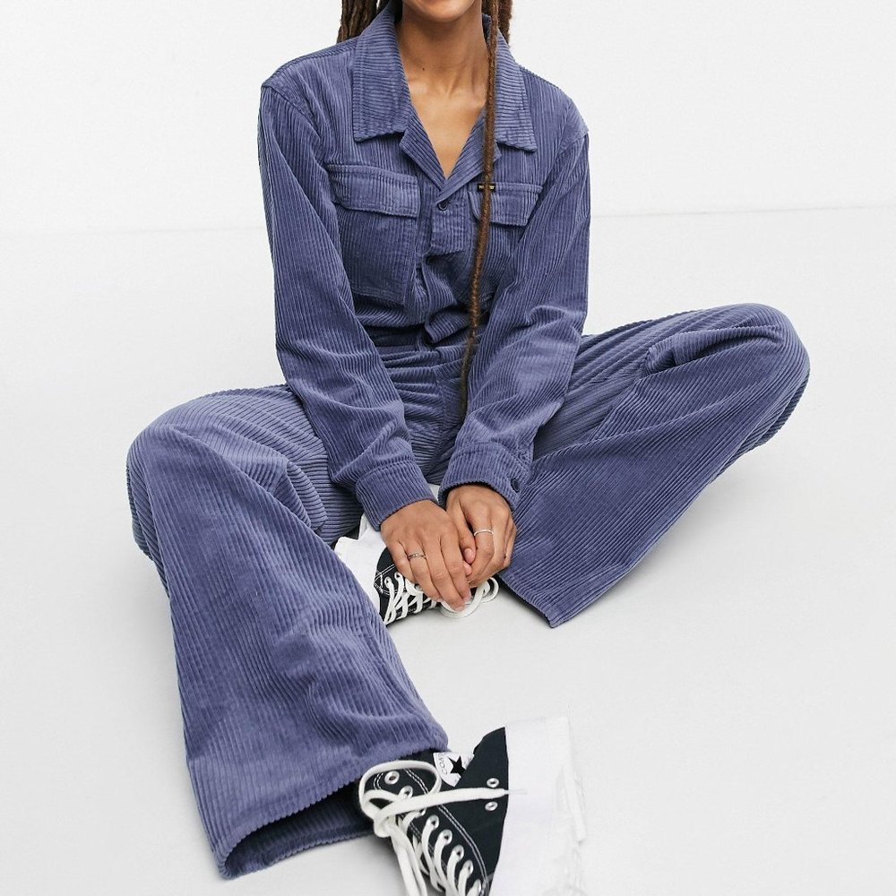 WRANGLER Jumpsuit Boilersuit Blue Corduroy Union All Cover Alls Size SMALL